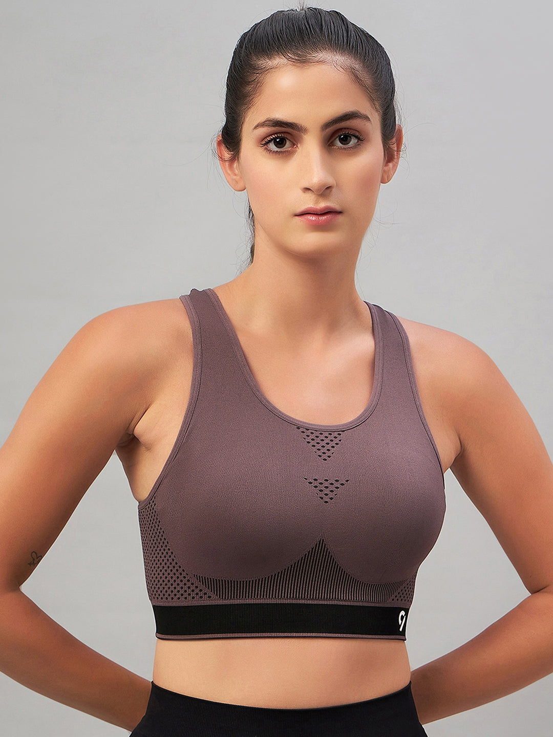 Seamless Women Brown Sports Bra