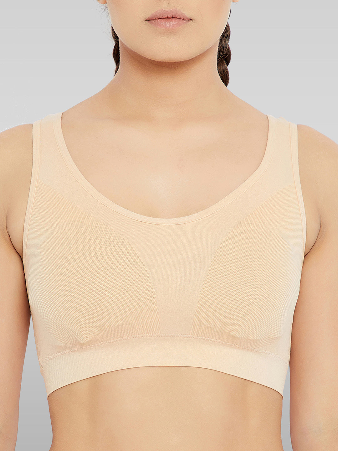 Seamless Wire free with removable pads Full coverage Everyday Bra & Panty Cord Set - Nude