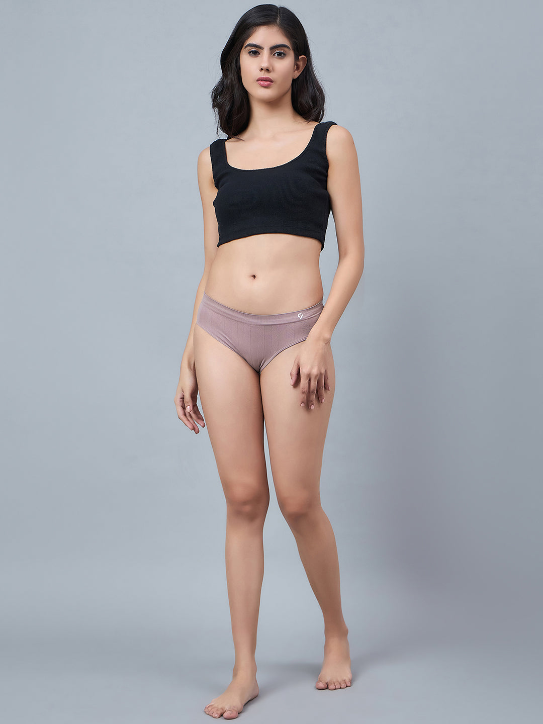 C9 Airwear Solid Mid Rise Panty for Girls - Woodrose