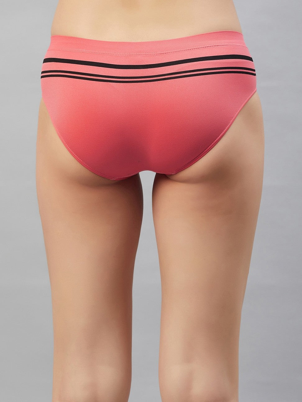 Seamless Striped Mid Brief Combo For Women