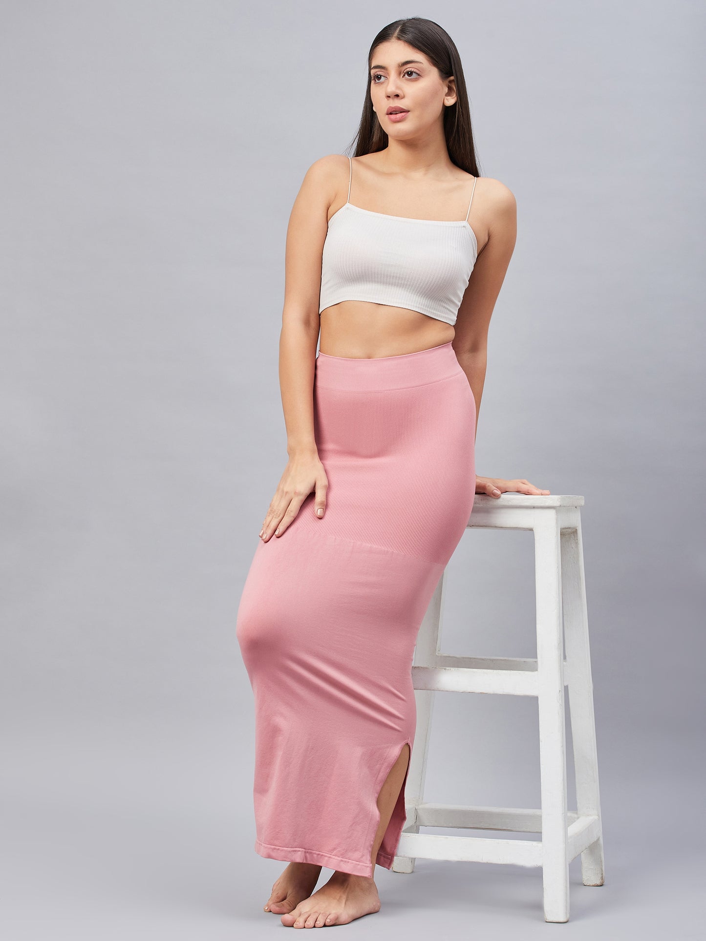 Solid High Coverage High Rise Seamless Saree Shaper For Women - Purple