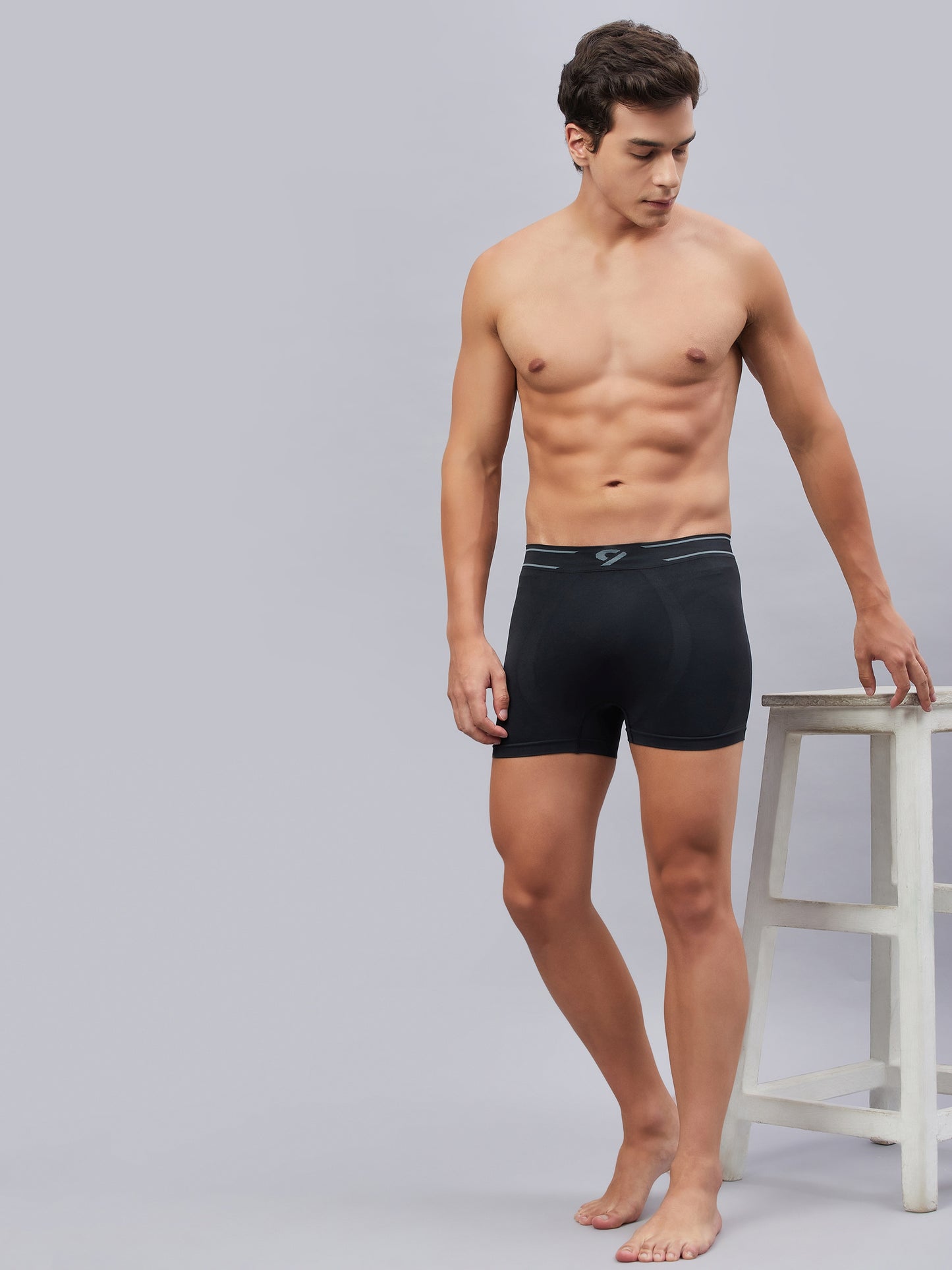 Seamless Chafe free Solid Trunk- Elephant Grey