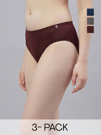 C9 Airwear Women Pack of 3 Seamless Daily-Comfort Hipster Briefs Sweat Absorbent