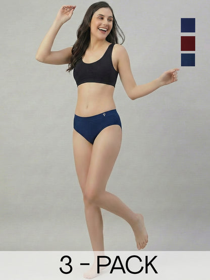 C9 Airwear Women Pack of 3 Anti-Bacterial Bikini Briefs Seamless, Soft & Fresh Comfort Fit