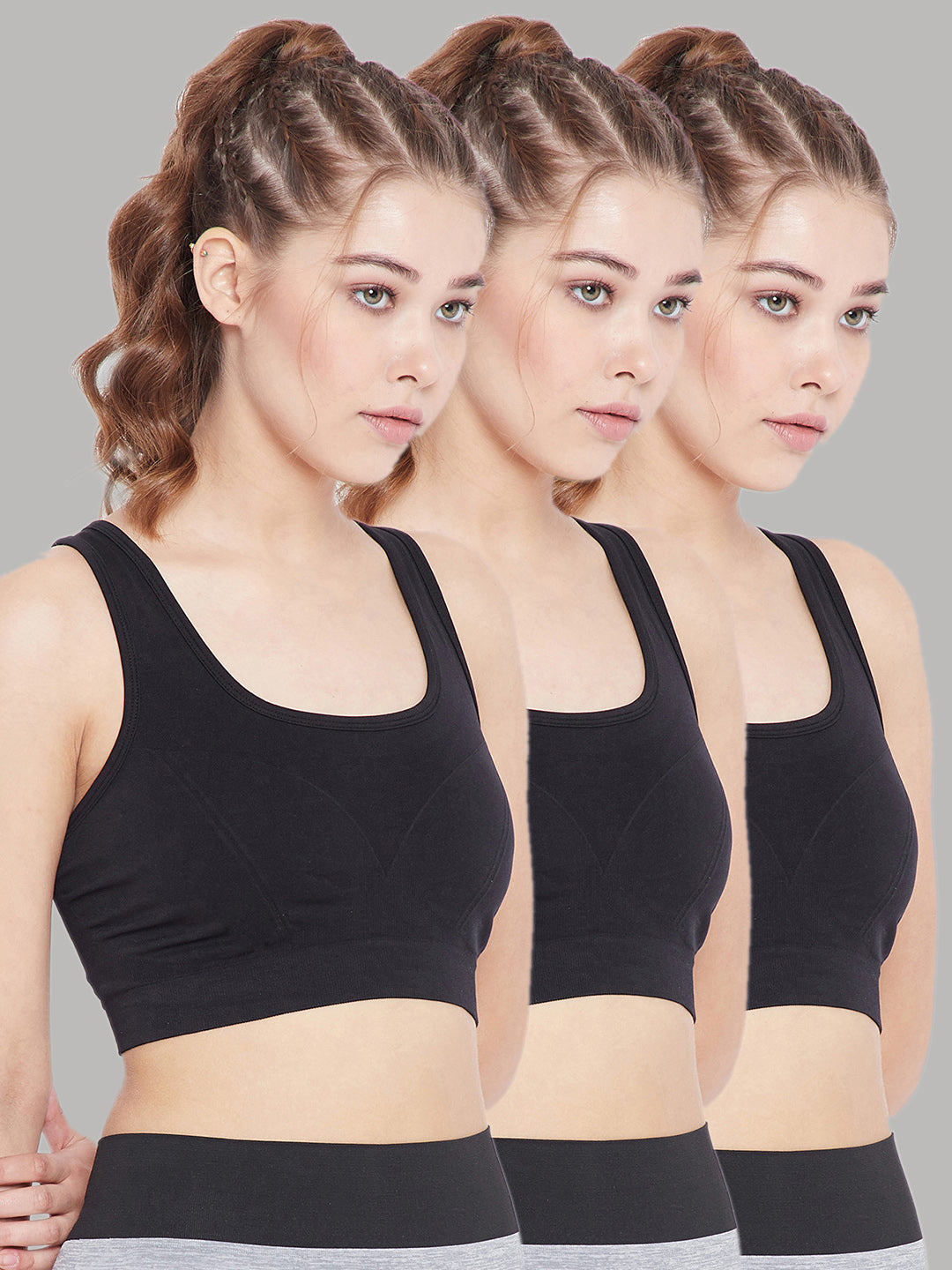 C9 AIRWEAR Black Seamless Sports Bra (Pack of 3)