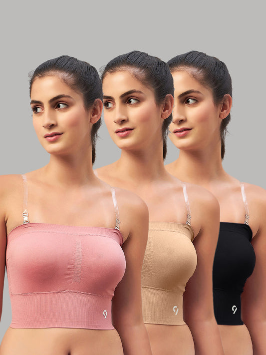 C9 AIRWEAR Seamless Tube Bra for Women (Pack of 3)