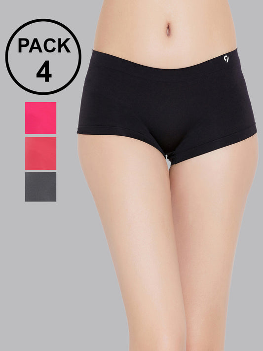 Pack of 4 Multi-Colour Seamless Flexifit Boy Shorts For Women