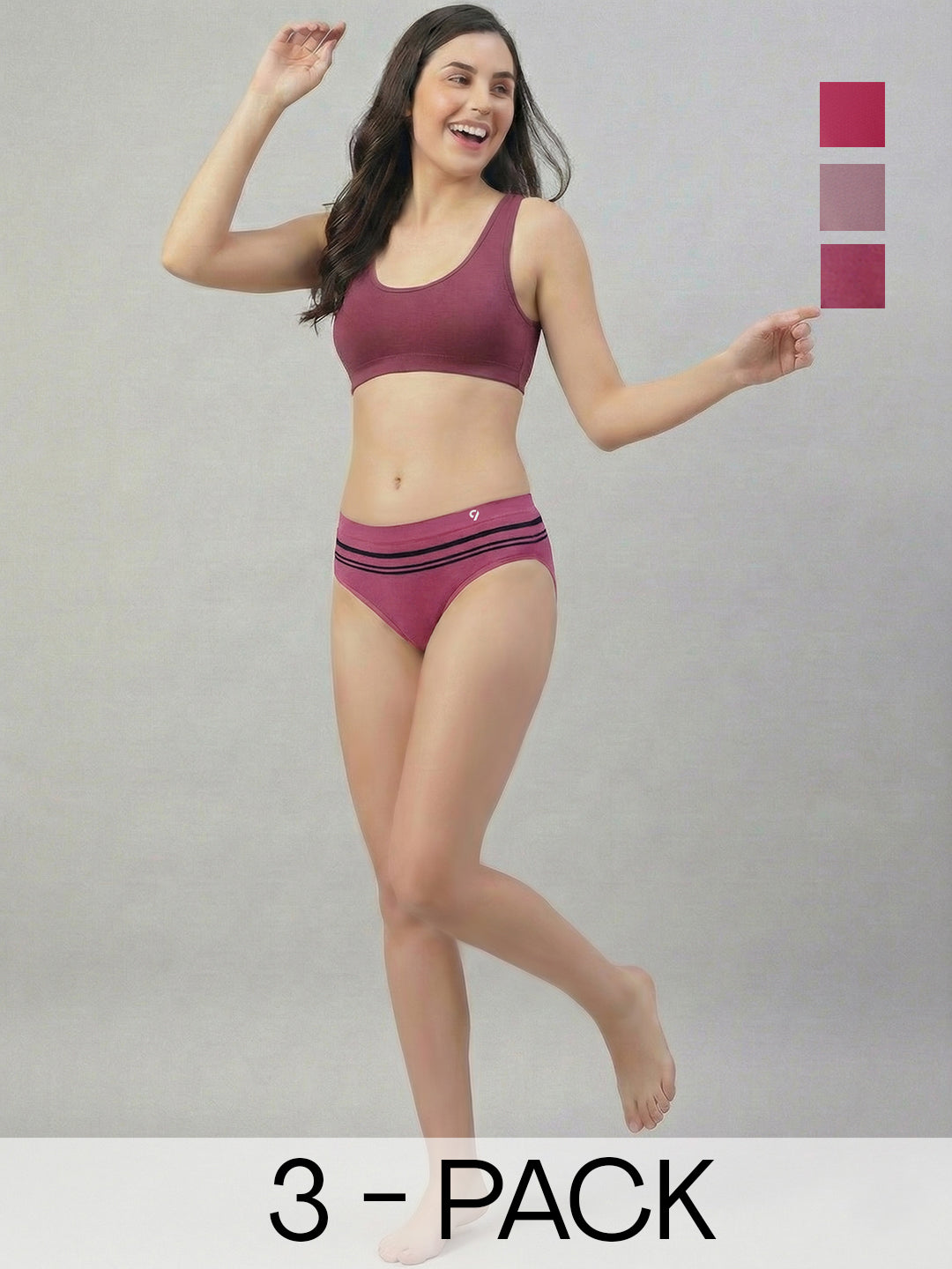 C9 Airwear Women Striped Seamless Bikini Briefs -Ultra Soft 4-Way Stretch