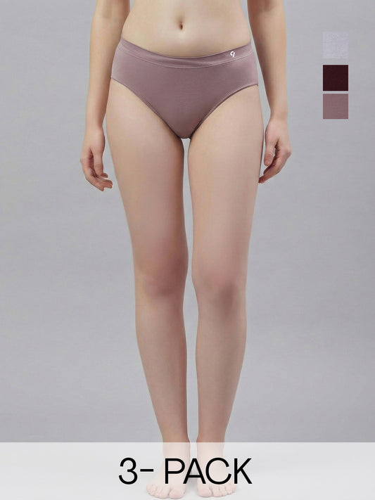 C9 Airwear Women's Mid Rise Seamless Pack of 3 Comfort Stretch Panties Breathable & Comfort Fit