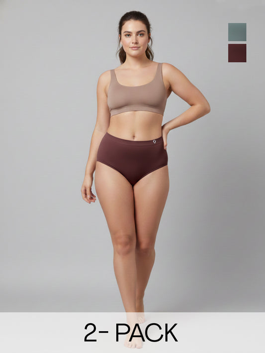 C9 Airwear Seamless Women's Mid Rise Pack of 2 Breathable Panties 4-Way Stretch & Quick-Dry