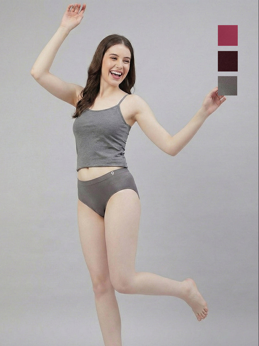 Women Seamless Ultra Soft & Comfort Mid Rise Panties (Pack Of 3)
