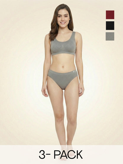 Women Seamless Mid-Rise Breathable & Comfort Fit Briefs (Pack Of 3)