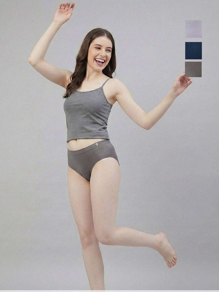 Women Seamless Ultra Soft & Comfort Mid Rise Panties (Pack Of 3)