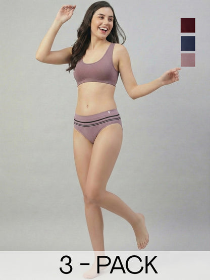 C9 Airwear Women’s Seamless Striped Mid-Rise Briefs Ultra-Soft, Breathable & 4-Way Stretch Comfort