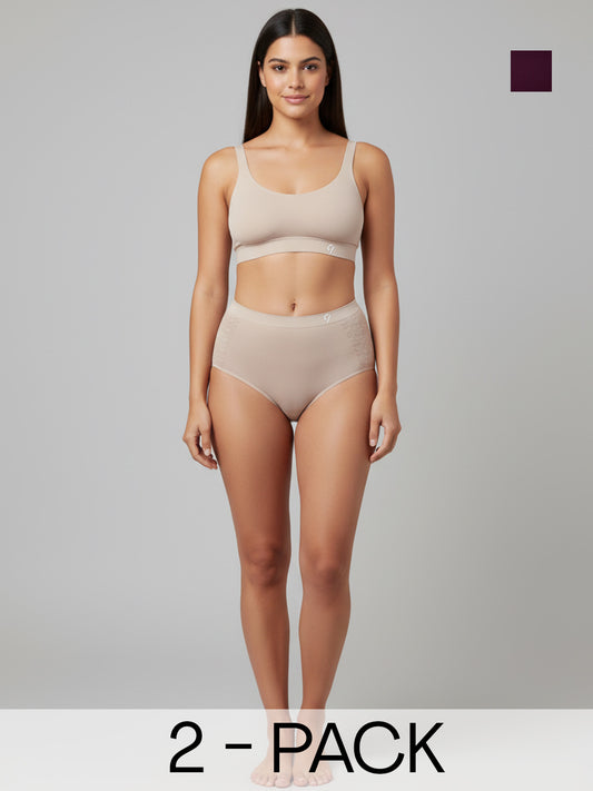 C9 Airwear Women's High Rise Seamless Pack of 2 Comfort Panties Breathable,Quick-Dry & Comfort Fit