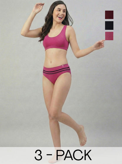 C9 Airwear Soft Touch Seamless Briefs for Women Striped Pattern Mid-Rise Lightweight Comfort