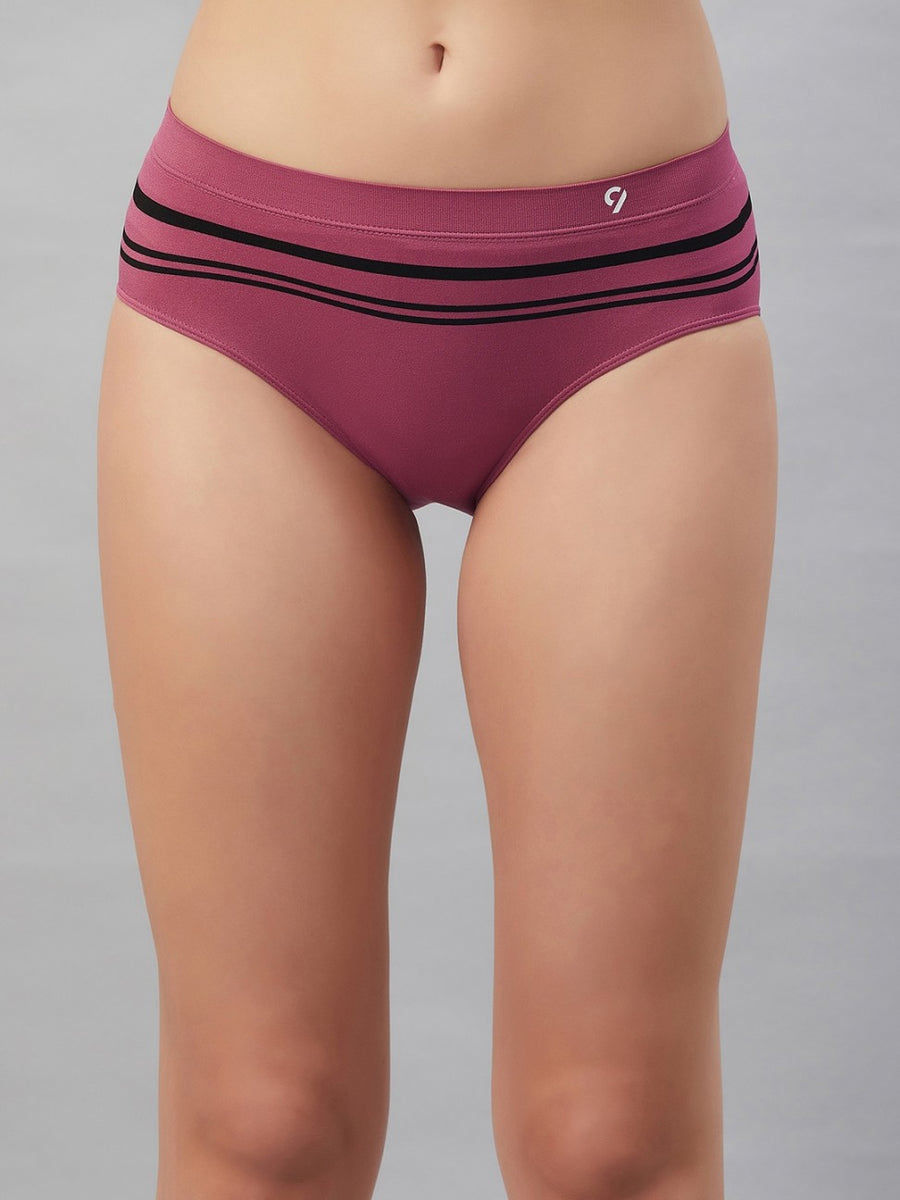Seamless Striped Mid Brief Panties Combo - Pack of 3