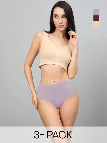 Seamless Women’s High-Rise Soft & Lightweight Hipster Briefs (Pack of 3)