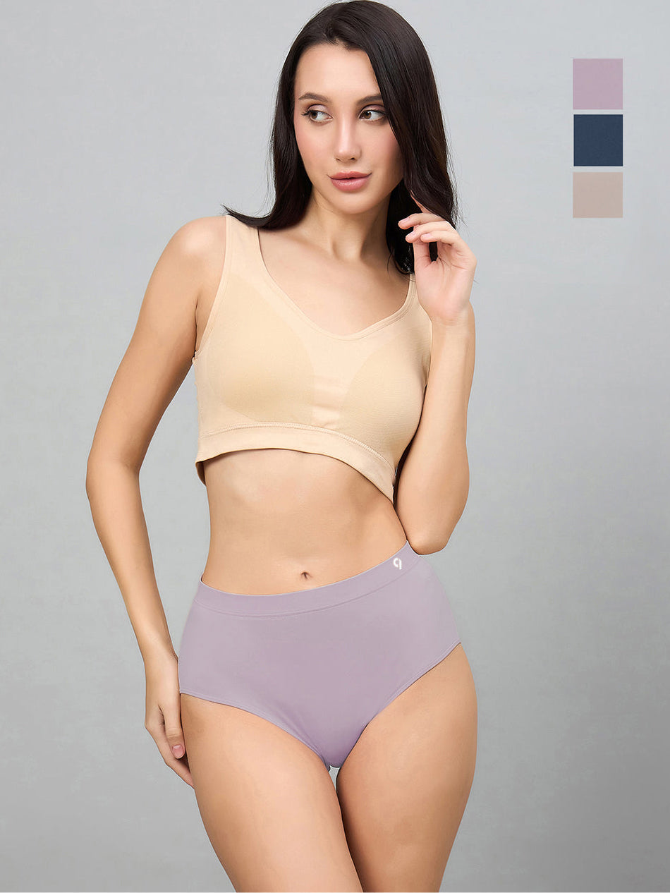 Seamless Women’s High-Rise Soft & Lightweight Hipster Briefs (Pack of 3)