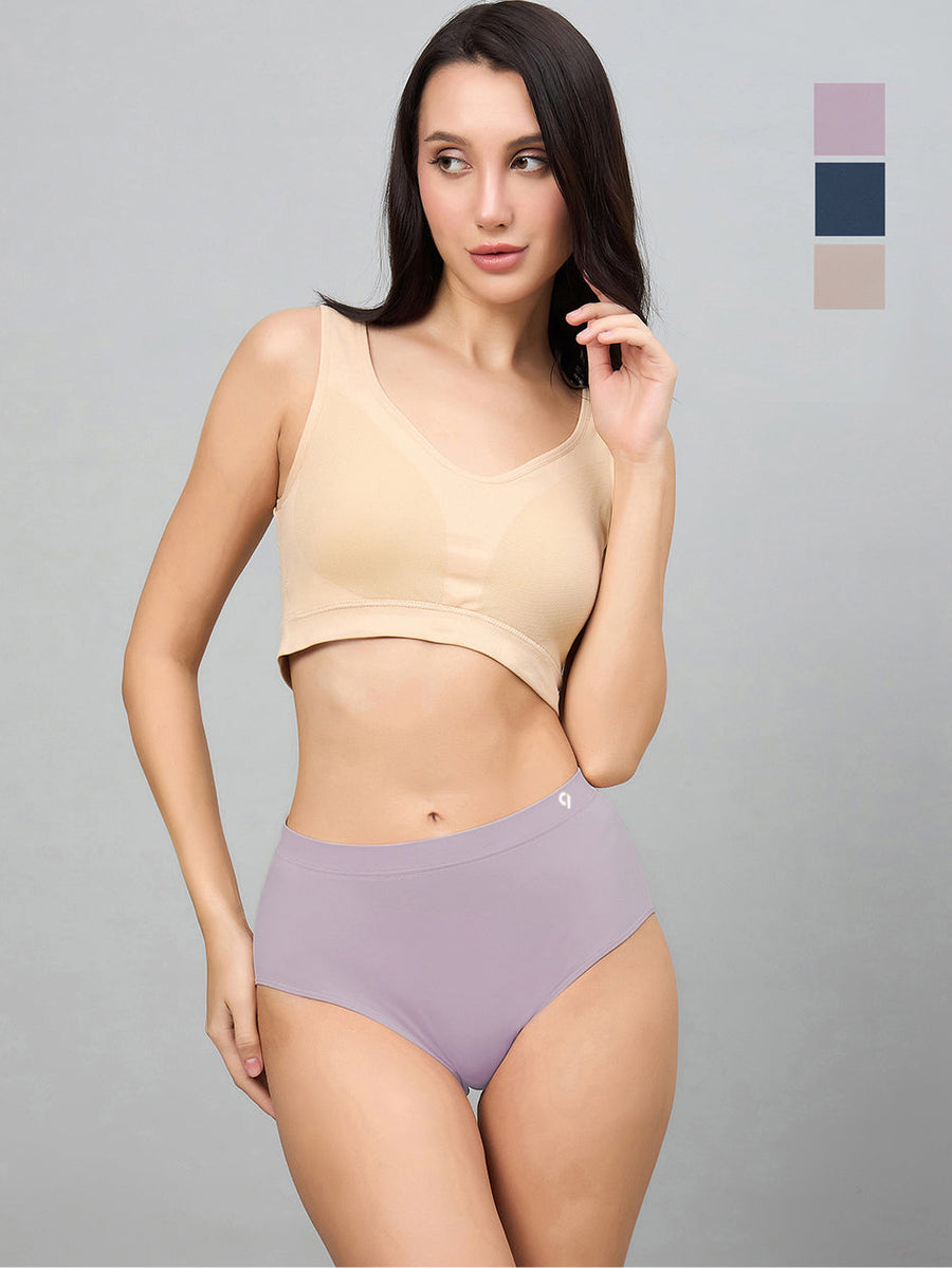 Seamless Women’s High-Rise Soft & Lightweight Hipster Briefs (Pack of 3)