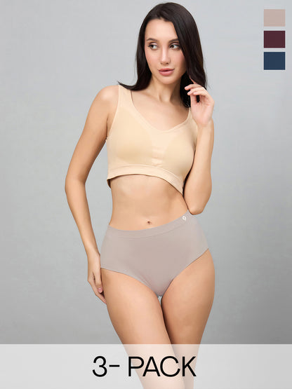 Seamless Women’s High-Rise Soft & Lightweight Hipster Briefs (Pack of 3)