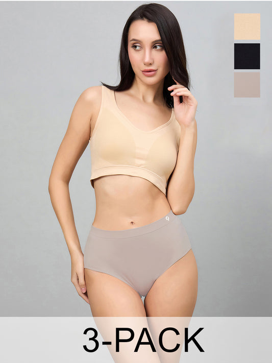 Seamless Women’s High-Rise Soft & Lightweight Hipster Briefs (Pack of 3)