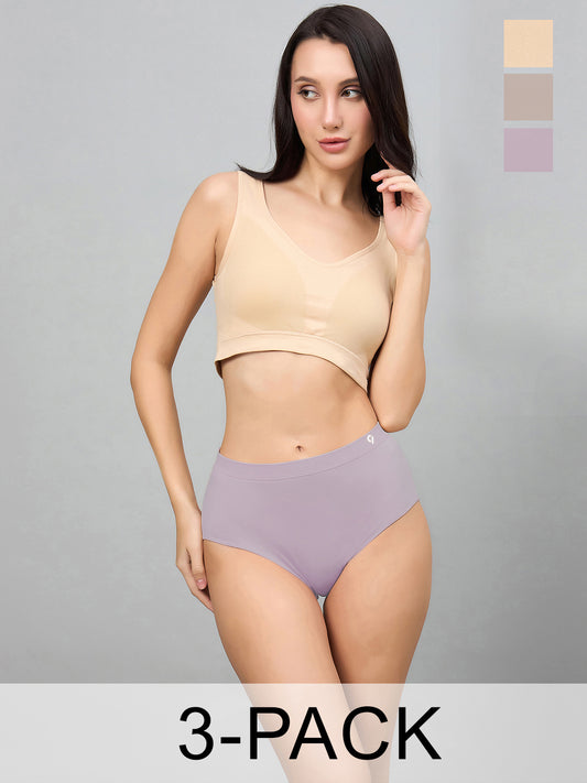 Seamless Women’s High-Rise Soft & Lightweight Hipster Briefs (Pack of 3)