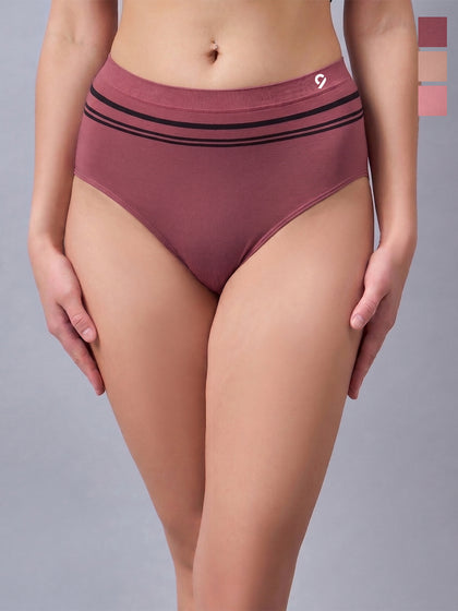 Women Pack of 3 Seamless High-Rise High-Coverage Hipsters