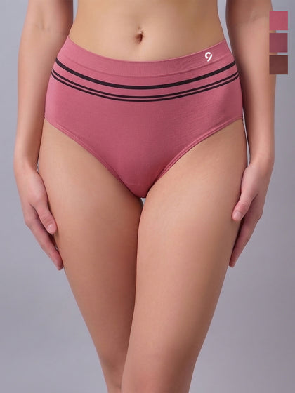 Women Pack of 3 Seamless High-Rise Sweat Absorbing Hipsters Briefs