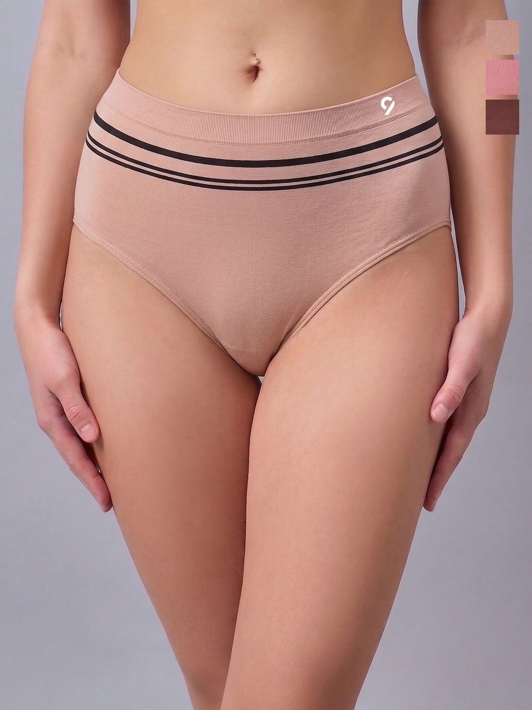 Women Pack of 3 High-Rise Soft Stretch Seamless Hipster