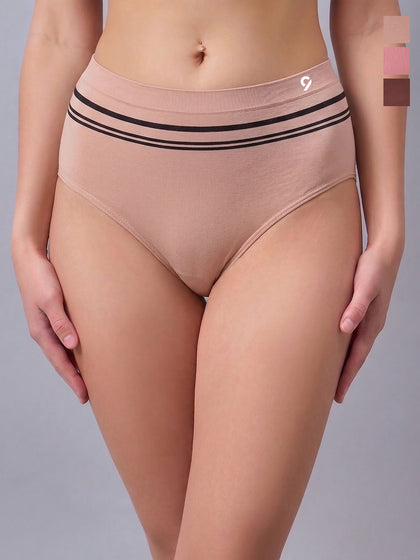 Women Pack of 3 High-Rise Soft Stretch Seamless Hipster