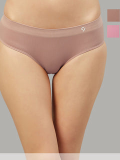 C9 Airwear Ribbed Panty for Women - Cyan & Nude - Pack of 2