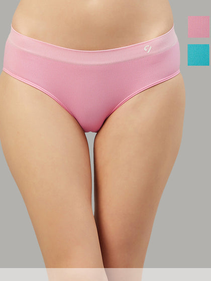 C9 Airwear Ribbed Panty for Women - Cyan & Nude - Pack of 2