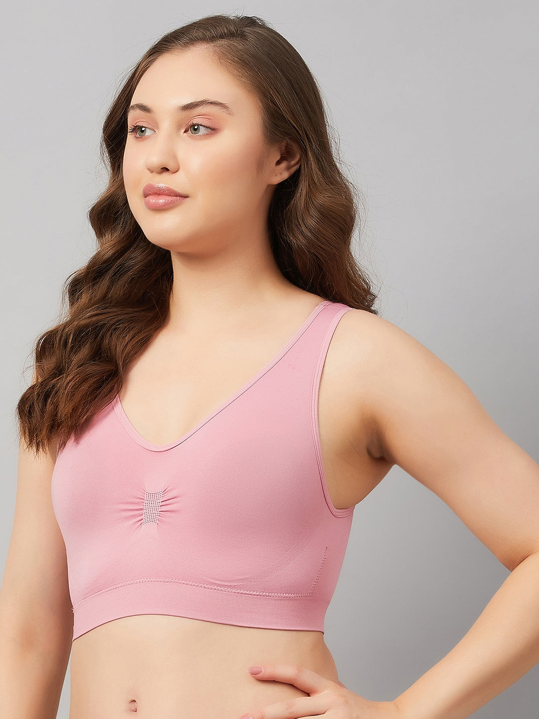 Women's Full Coverage Basic Bra with Removable Pads - Nude