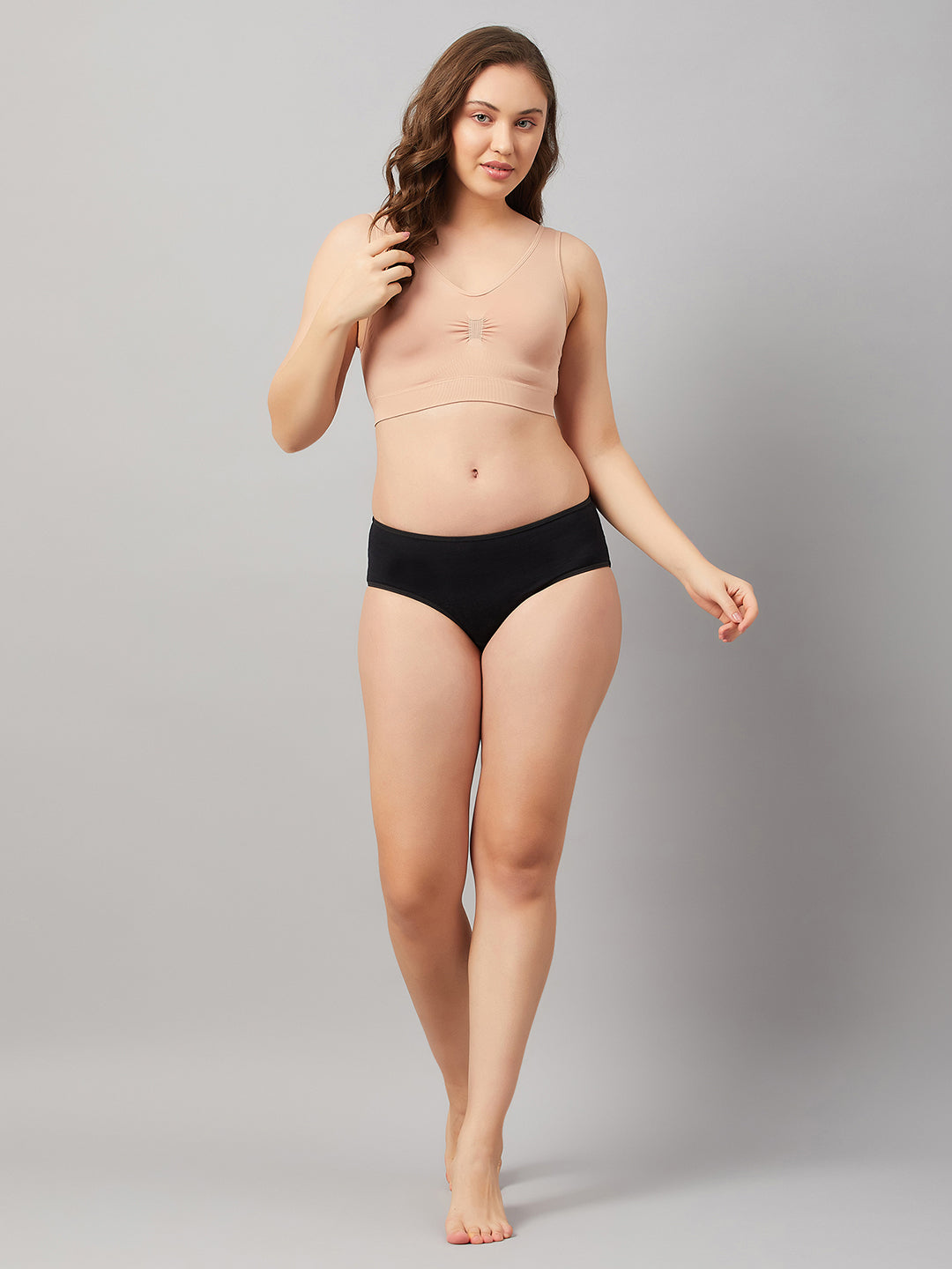 Women's Full Coverage Basic Bra with Removable Pads - Nude