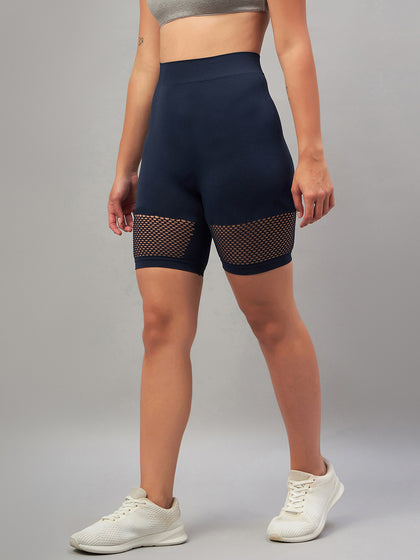 Seamless Women Light Grey Short with Mesh Structure