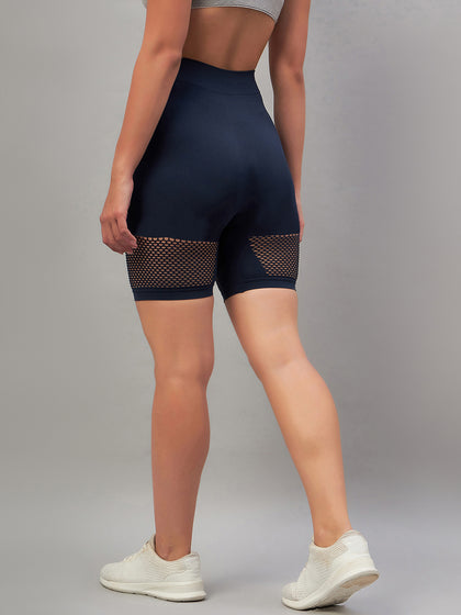 Seamless Women Light Grey Short with Mesh Structure