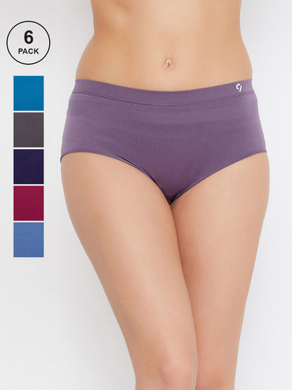 Seamless Mid Waist Multi-Colour Solid Briefs For Women