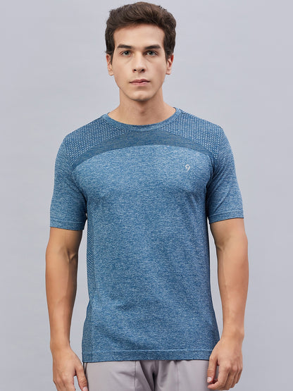 Men's Seamless  Melange Moisture-Wicking Sports T-Shirt