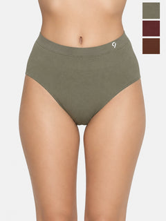 Women Pack of 3 Seamless High-Rise Sweat Absorbing Hipsters Briefs