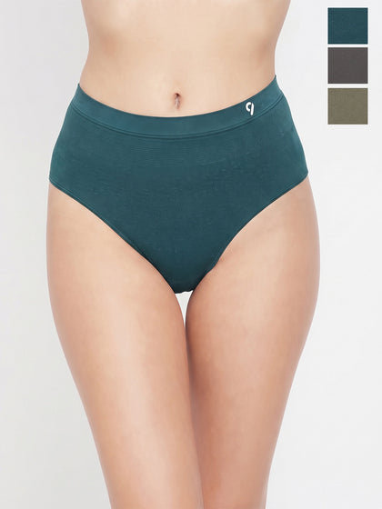 Women Pack of 3 High-Rise Soft Stretch Seamless Hipster Briefs
