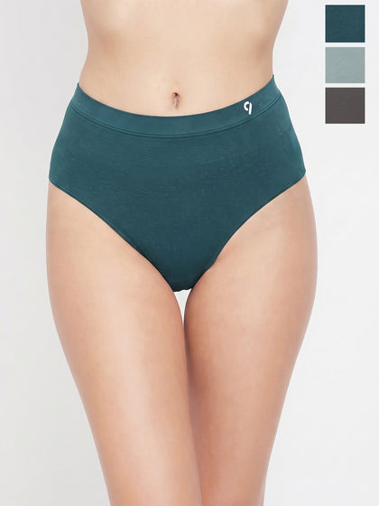 Women Pack of 3 Seamless High-Rise Sweat Absorbing Hipsters Briefs