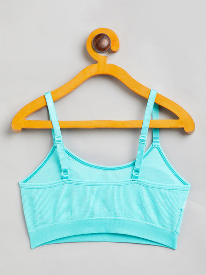 Seamless Solid Wire Free Ribbed Structure Basic Bra for Women