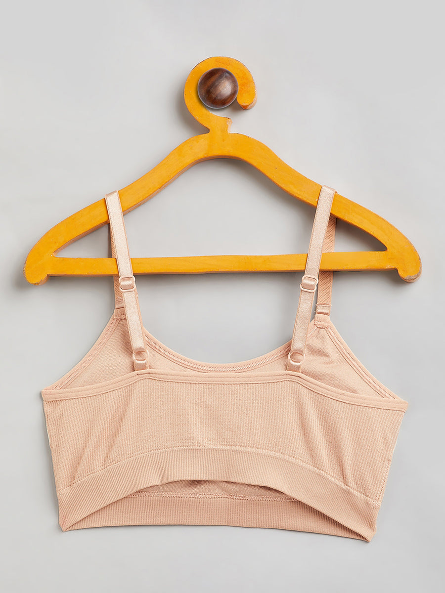 Seamless Solid Branded Ribbed structure Basic Bra