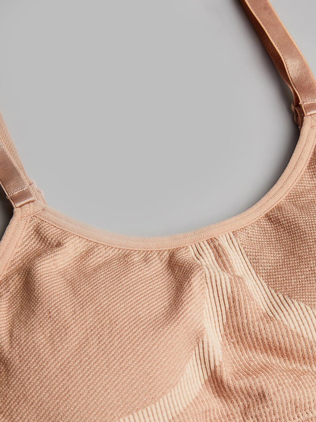 Seamless Solid Wire Free Ribbed Structure Basic Bra for Women