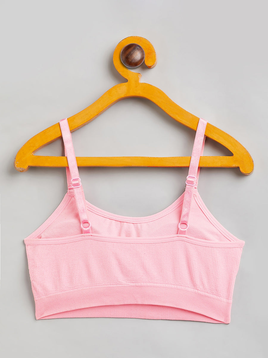Seamless Solid Wire Free Ribbed Structure Basic Bra for Women