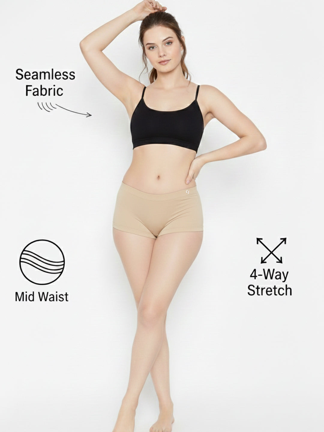 C9 Airwear Pack of 2 Seamless Breathable Boy Shorts Soft,Stretchy & Sweat-Friendly