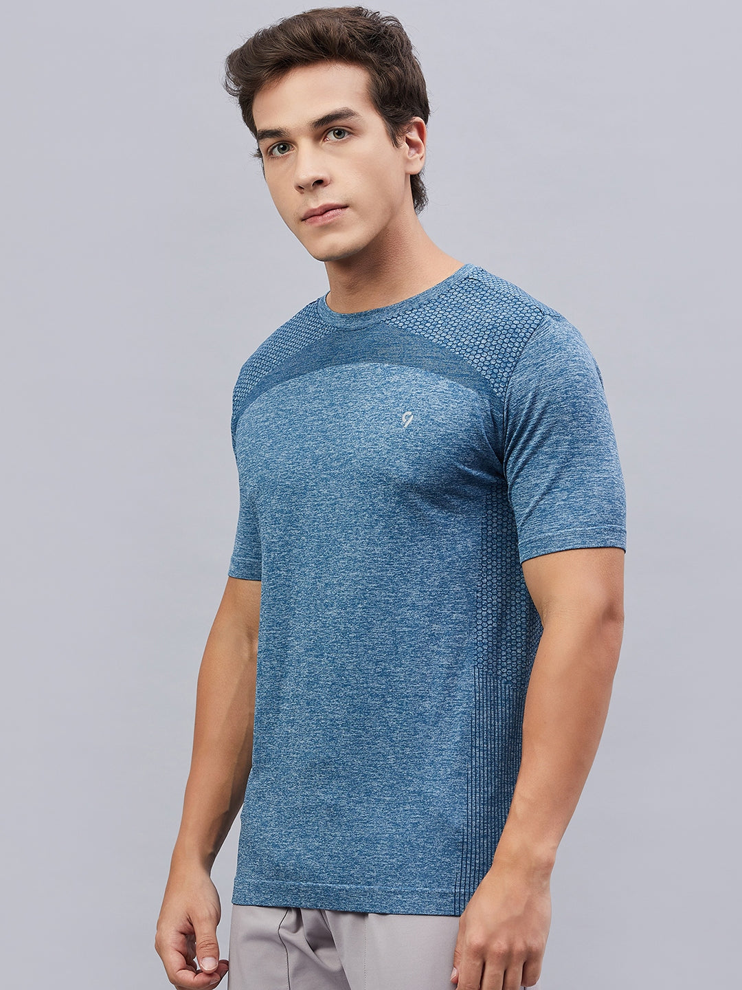 Men's Seamless  Melange Moisture-Wicking Sports T-Shirt