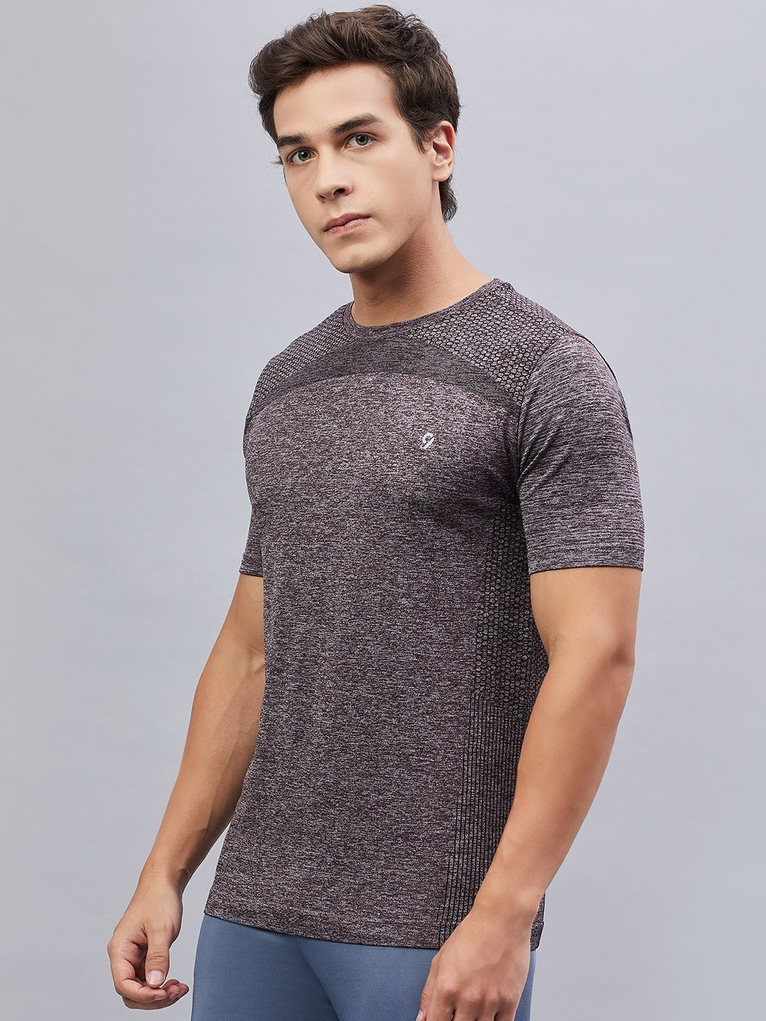 Men's Seamless  Melange Moisture-Wicking Sports T-Shirt