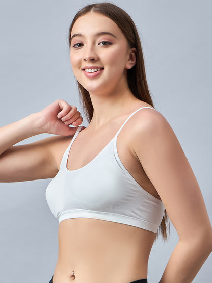 C9 Airwear White Non Padded Seamless Basic Bra for Girls - White